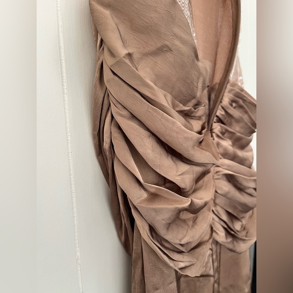 PLT Label Dark Taupe Sequin Sleeveless Drape Detail Maxi Dress Size 6 NEW tags - Picture 5 of 16